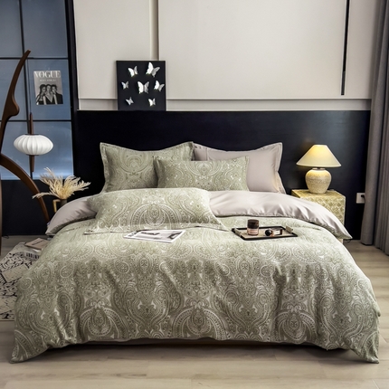 倾慕家纺 2025新款60S提花全棉单品被套 皇室贵族绿