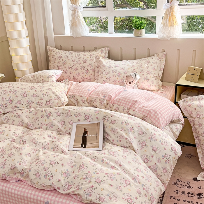 91家纺网 家纺一手货源 找家纺 大吉 2025新款100全棉纯棉喷气小清新被套四件套纯棉三件套床笠四件套单被套单枕套 梦幻花园