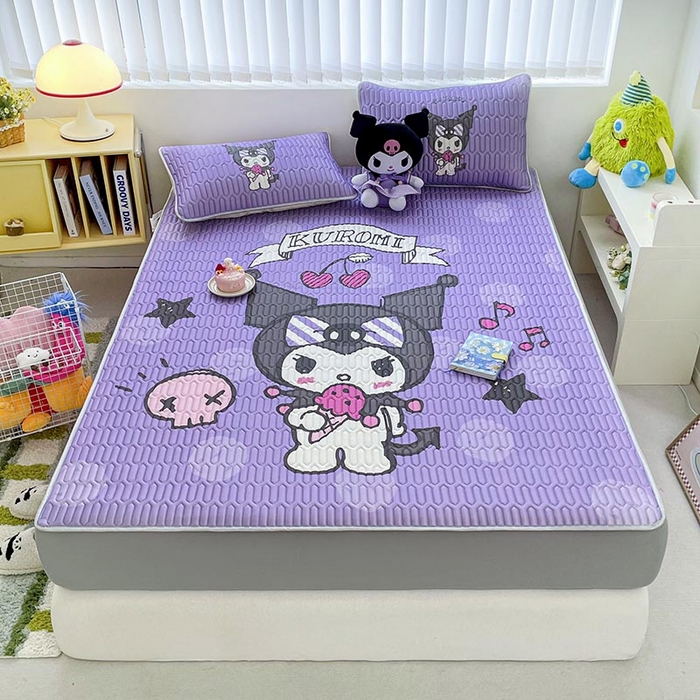 91家纺网 家纺一手货源 找家纺 米帛家纺2025新款大版三丽鸥乳胶凉席-绑带款 圆点库洛米