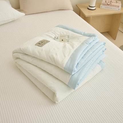子由家居 2025新款针织菱形格提花大豆被被子被芯 菱形格-天蓝