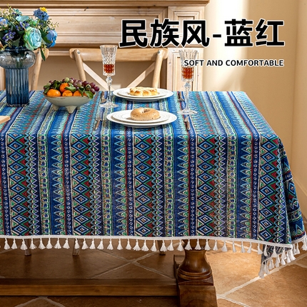 91家纺网 家纺一手货源 找家纺 （总）南通大梧纺织 2025新款桌布-仿棉麻小穗边