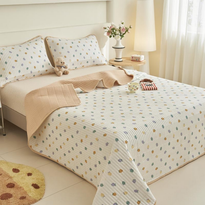 91家纺网 家纺一手货源 找家纺 子由家居 2025新款纯棉印花夹棉床盖 棉花被-丰收