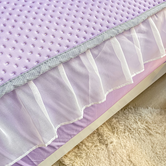 91家纺网 家纺一手货源 找家纺 眠势力 2025新款华夫格花边床笠豆豆凉席款夏季凉感床垫保护套 （提供买家秀） 香芋紫