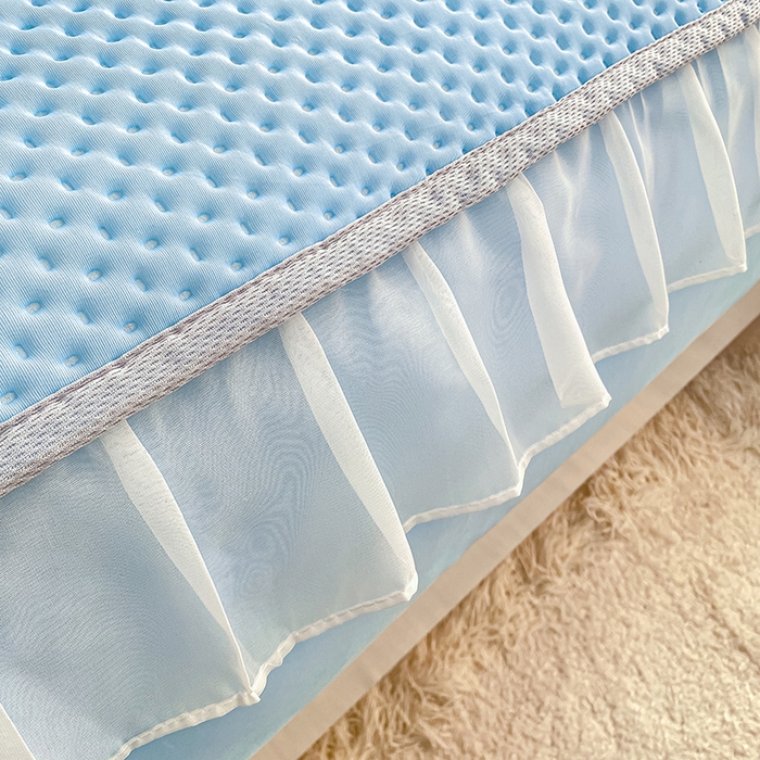 91家纺网 家纺一手货源 找家纺 眠势力 2025新款华夫格花边床笠豆豆凉席款夏季凉感床垫保护套 （提供买家秀） 天空蓝