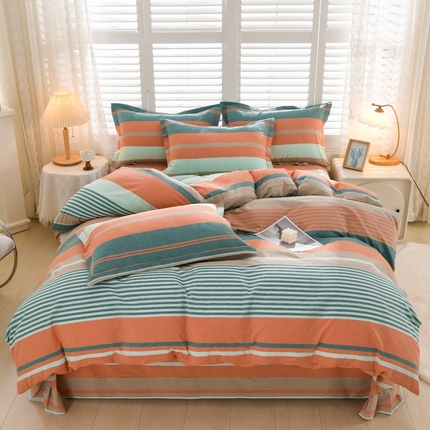 润淳家居 2025新款A类全棉水洗棉四件套三件套 风华 绿