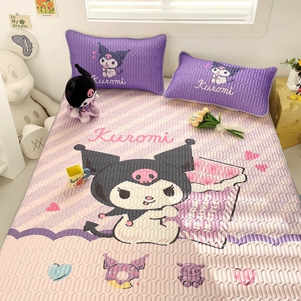 91家纺网 家纺一手货源 找家纺 米帛家纺2025新款大版三丽鸥乳胶凉席-绑带款 巧克力库洛米