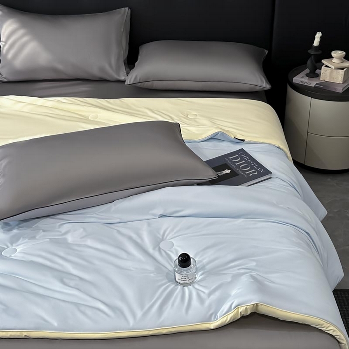 91家纺网 家纺一手货源 找家纺 子由家居 2025新款锦纶凉感大豆纤维夏被被子被芯 即刻凉感-天蓝