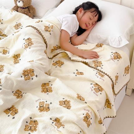 91家纺网 家纺一手货源 找家纺 （总）五月家纺 2025新款A类全棉双层纱布毯夏被毯盖毯双层纱浴巾毯