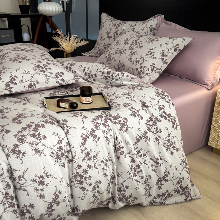 91家纺网 家纺一手货源 找家纺 倾慕家纺 2025新款60S提花全棉四件套 爱玲说紫