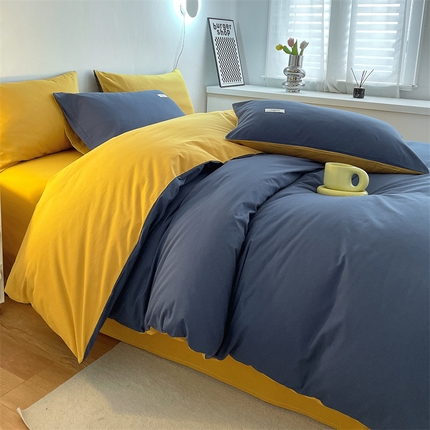 91家纺网 家纺一手货源 找家纺 （总）798家纺 2025新款全棉13070纯色双拼系列单被套场景二