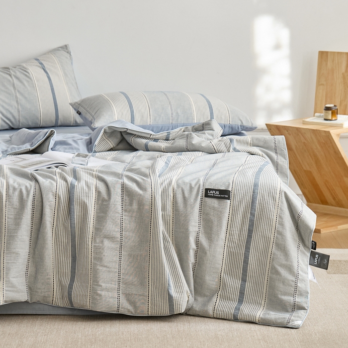 91家纺网 家纺一手货源 找家纺 2025新款原创侘寂系列全棉夏被-夏被四件套 瑞系霜蓝