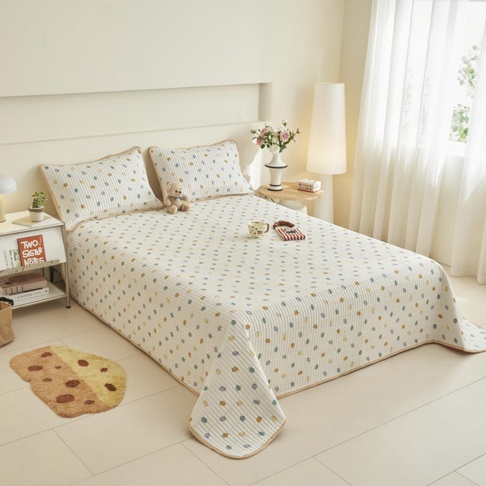 91家纺网 家纺一手货源 找家纺 子由家居 2025新款纯棉印花夹棉床盖 棉花被-丰收