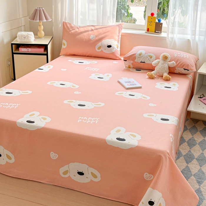 91家纺网 家纺一手货源 找家纺 莱通2025新款原棉老粗布床单 皮皮狗