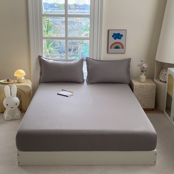 91家纺网 家纺一手货源 找家纺 凌云2025新款13372A类全棉床笠    简约灰