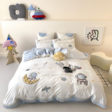 91家纺网 家纺一手货源 找家纺 （总）星野 2025新款双股澳棉精致刺绣四件套-星野追光