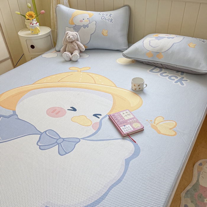 91家纺网 家纺一手货源 找家纺 慕尚家纺 2025新款凉感卡通工艺席 达克鸭