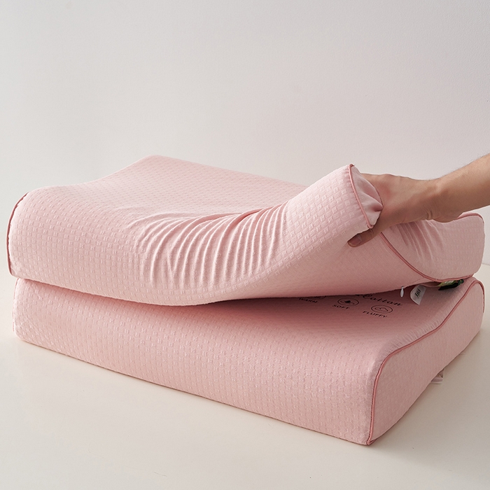 91家纺网 家纺一手货源 找家纺 沃兰国际 2025新款生态乳胶枕枕头枕芯 粉色曲线