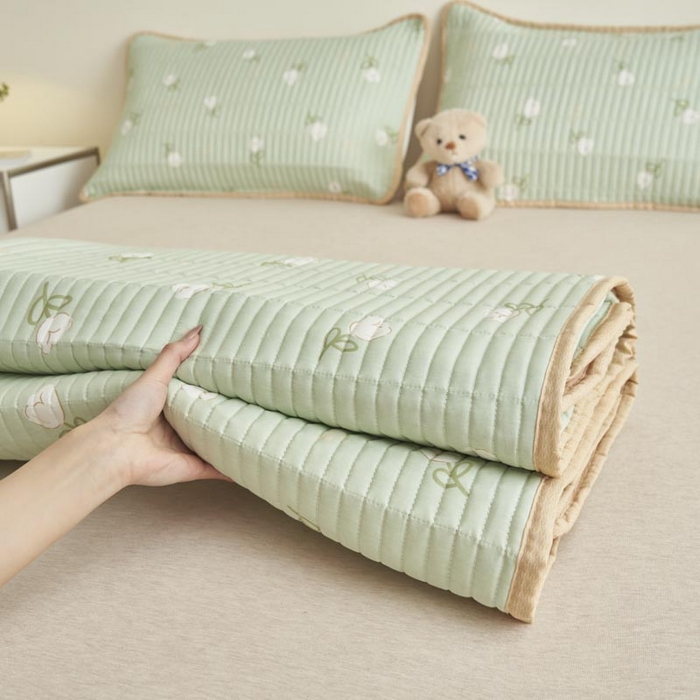 91家纺网 家纺一手货源 找家纺 子由家居 2025新款纯棉印花夹棉床盖 棉花被-新疆棉