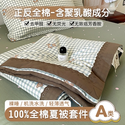 帕拉美拉 2025新款全棉法式风玉米夏被春秋被玉米被三件套四件套 小熊之家