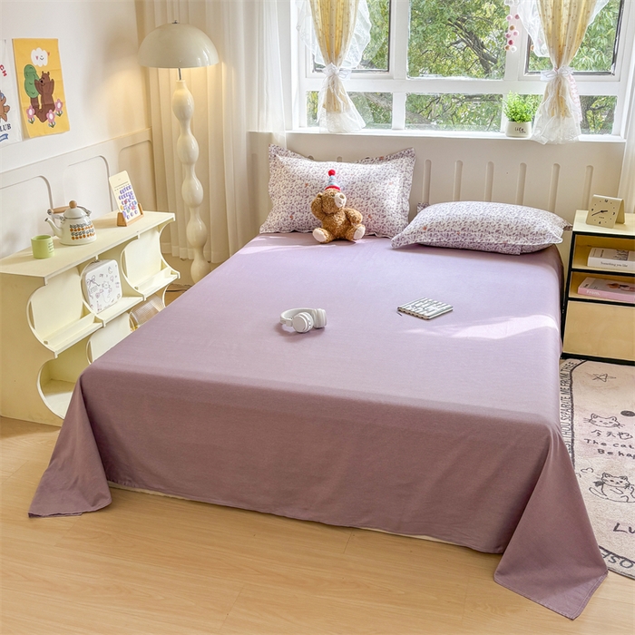 91家纺网 家纺一手货源 找家纺 大吉 2025新款100全棉纯棉喷气小清新被套四件套纯棉三件套床笠四件套单被套单枕套 紫薰