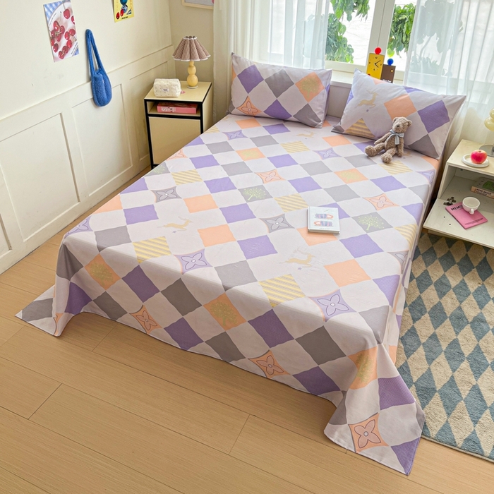 91家纺网 家纺一手货源 找家纺 莱通2025新款原棉老粗布床单 一路有你