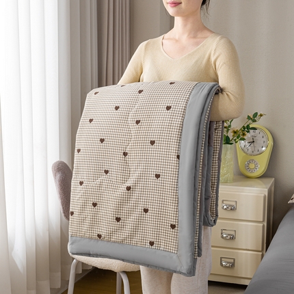 慕木家纺 2025新款A类水洗棉印花新疆棉花夏被空调被（抽空压缩可供跨境） 倾心咖格