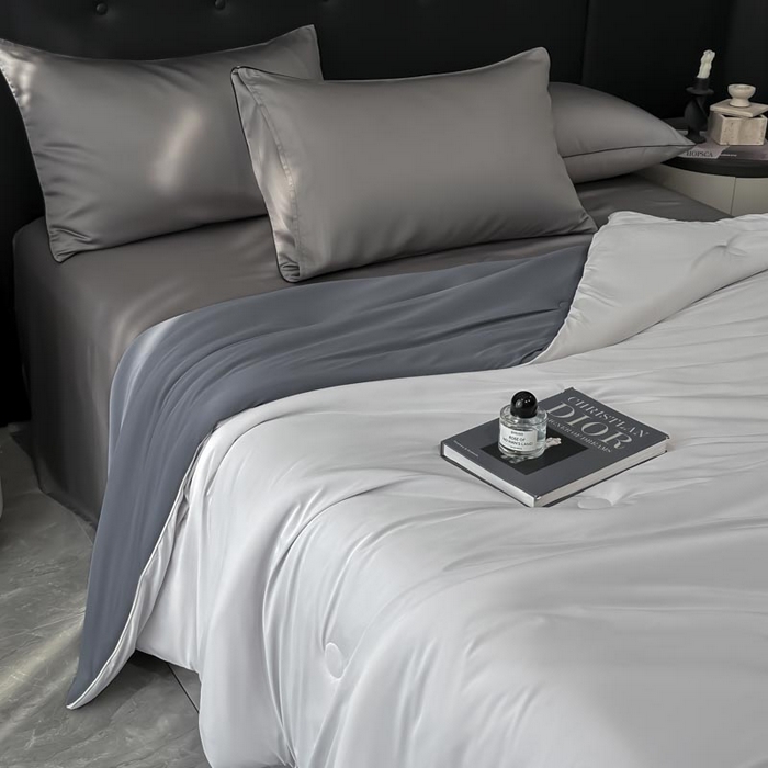 91家纺网 家纺一手货源 找家纺 子由家居 2025新款锦纶凉感大豆纤维夏被被子被芯 即刻凉感-浅灰