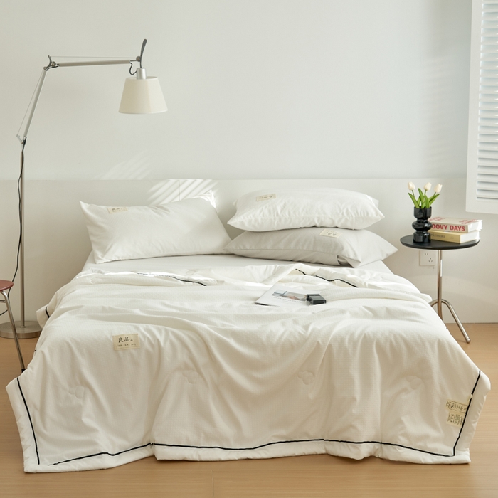 91家纺网 家纺一手货源 找家纺 子由家居 2025新款雪花棉提花大豆被被子被芯 雪花棉-本白