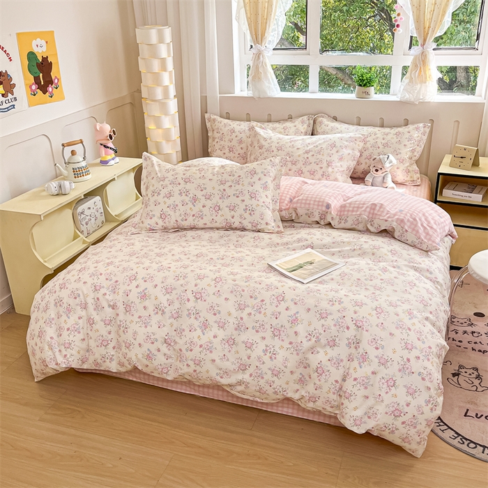 91家纺网 家纺一手货源 找家纺 大吉 2025新款100全棉纯棉喷气小清新被套四件套纯棉三件套床笠四件套单被套单枕套 梦幻花园