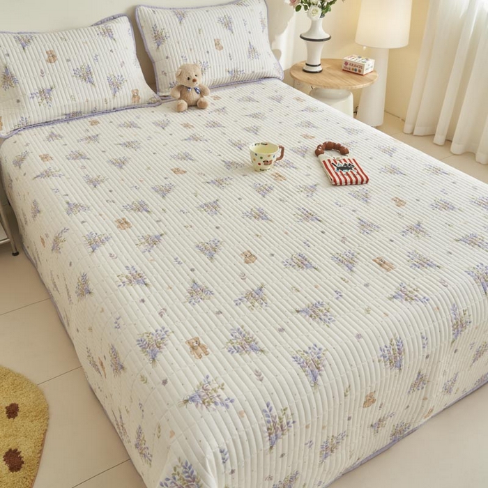 91家纺网 家纺一手货源 找家纺 子由家居 2025新款纯棉印花夹棉床盖 棉花被-花心熊