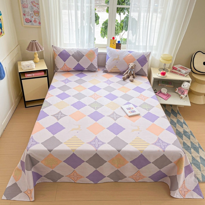 91家纺网 家纺一手货源 找家纺 莱通2025新款原棉老粗布床单 一路有你