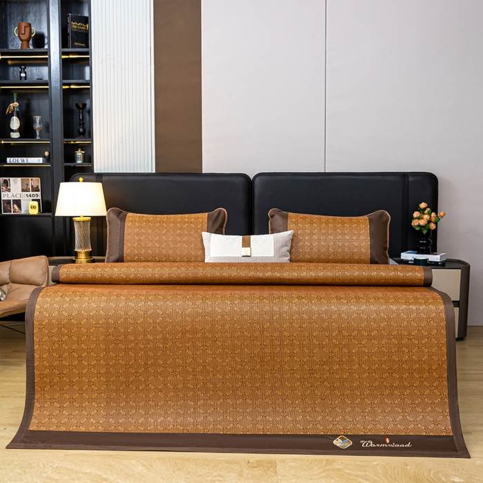 91家纺网 家纺一手货源 找家纺 81号家纺 2025新款古藤席三件套凉席三件套 古藤席-冰凌花