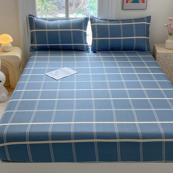 91家纺网 家纺一手货源 找家纺 凌云2025新款13372A类全棉床笠    绅士蓝