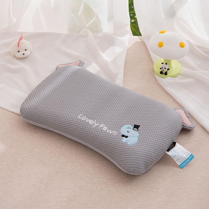 91家纺网 家纺一手货源 找家纺 芯洲 2025新款凉豆豆儿童学生枕卡通小象枕芯荞麦枕 魔术小象-灰  28*48cm