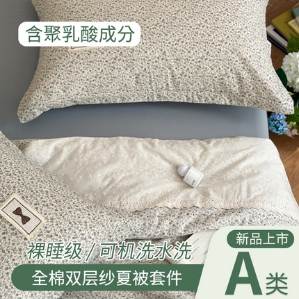 帕拉美拉 2025新款全棉双层纱玉米聚乳酸夏被春秋被冬被玉米被 三件套四件套 香觅（灰）