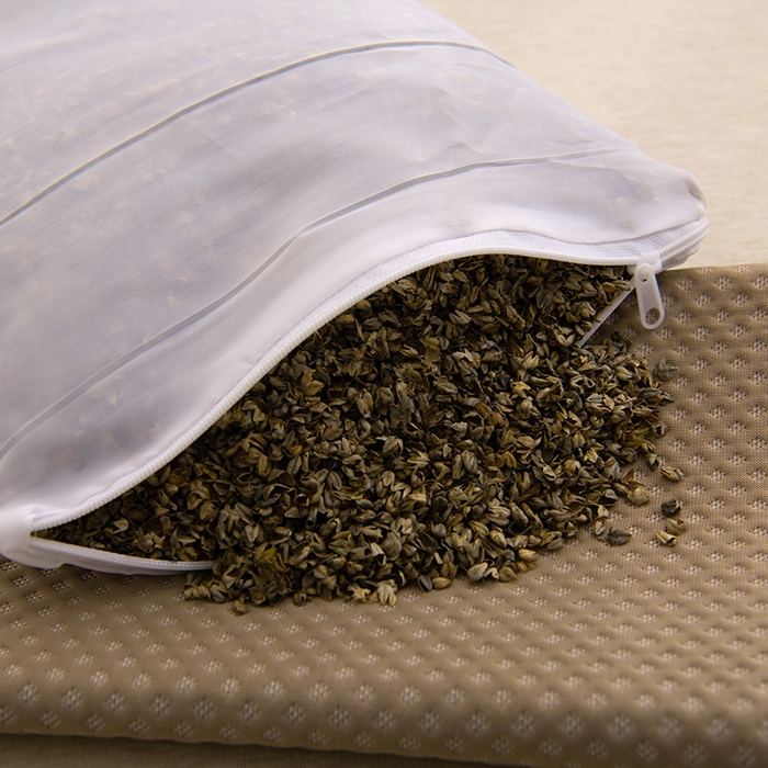 91家纺网 家纺一手货源 找家纺 芯洲 2025年新款荞麦枕颈椎枕凉感冰豆豆夏季时尚护颈枕 冰感豆颈椎枕-咖  20*50cm