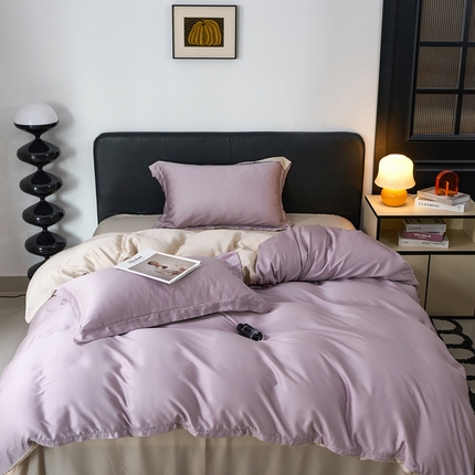 91家纺网 家纺一手货源 找家纺 （总）于果 2025新款简约双拼兰精天丝四件套