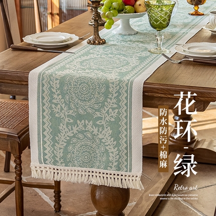南通大梧纺织 2025新款北欧桌旗（防泼水） 花环-绿