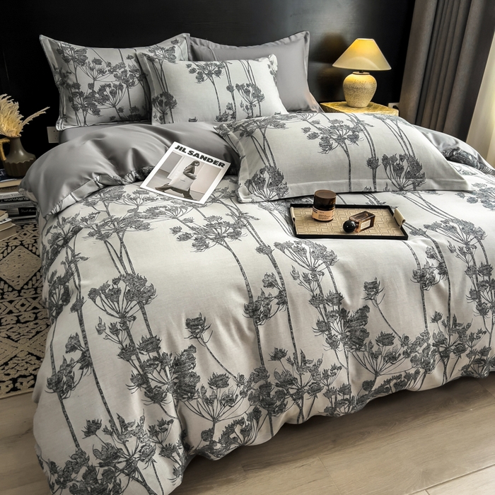 91家纺网 家纺一手货源 找家纺 倾慕家纺 2025新款60S提花全棉单品被套 椿屿蓝