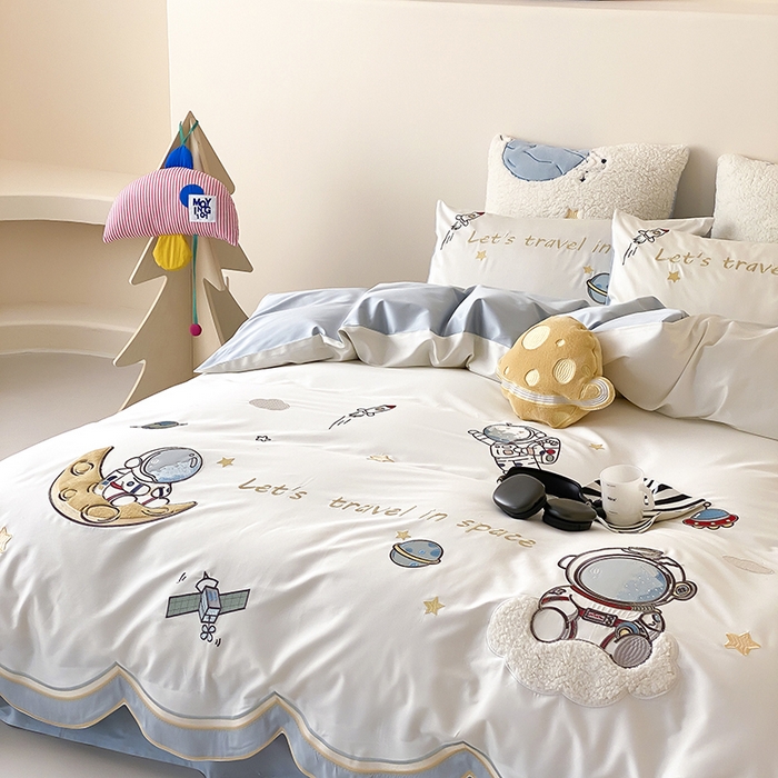 91家纺网 家纺一手货源 找家纺 （总）星野 2025新款双股澳棉精致刺绣四件套-星野追光