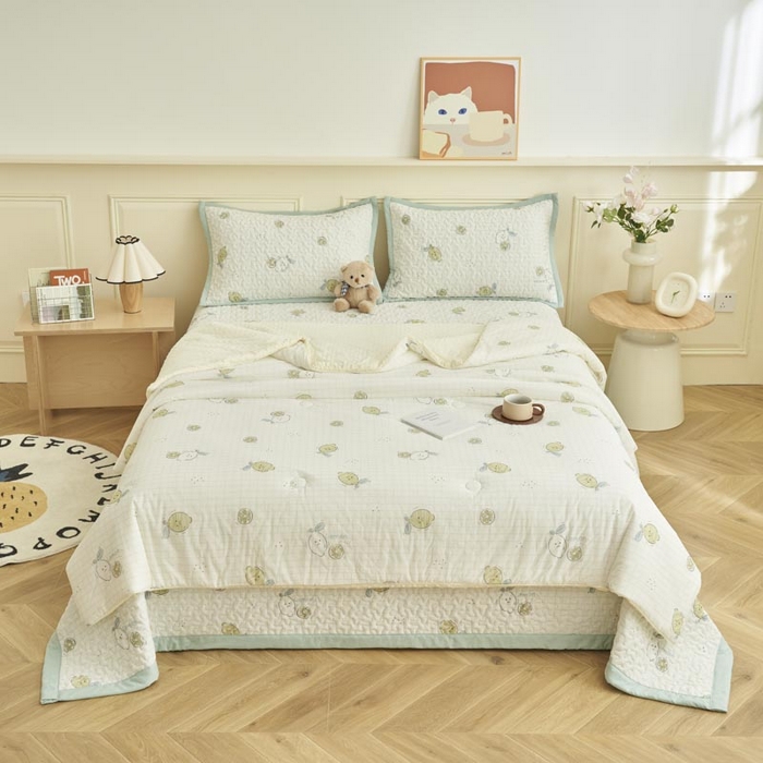 91家纺网 家纺一手货源 找家纺 子由家居 2025新款凉感丝豆豆夏被四件套 凉感豆豆被-小可爱