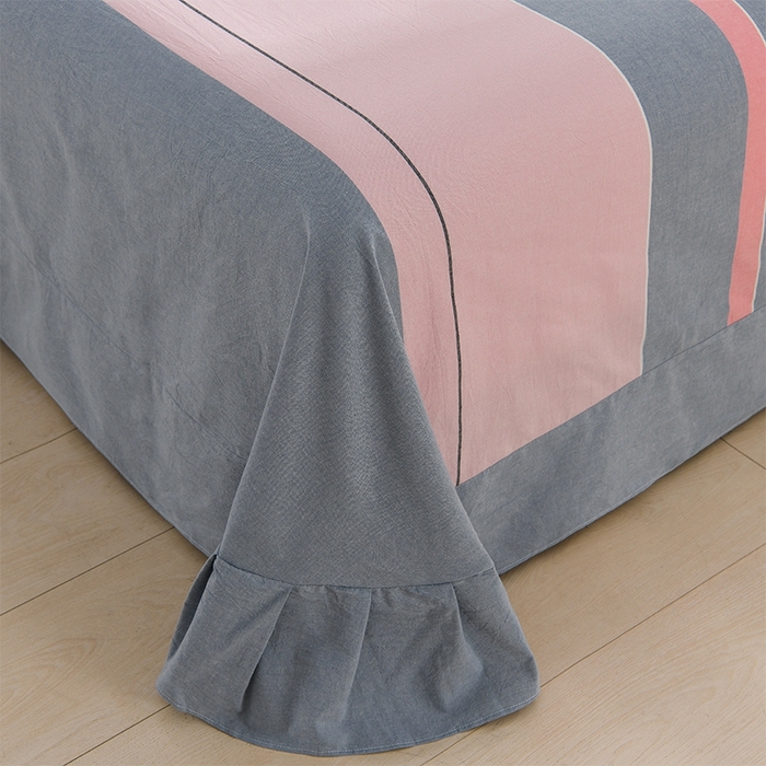 91家纺网 家纺一手货源 找家纺 润淳家居 2025新款A类全棉水洗棉四件套三件套 米菲 粉