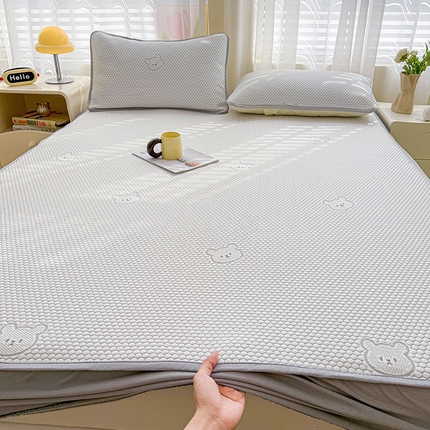 眠势力 2025新款冰豆豆床笠款凉席夏季凉感冰丝软席子 冰皮熊灰-床笠款
