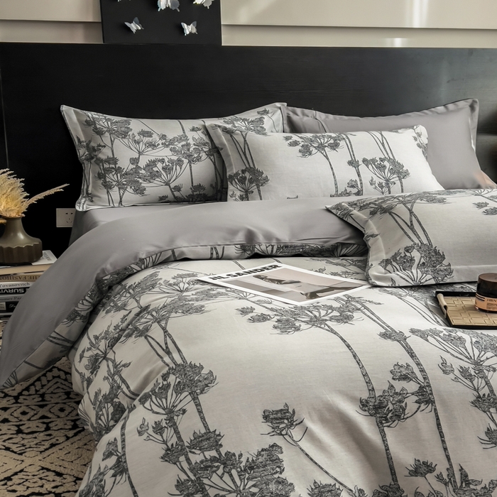 91家纺网 家纺一手货源 找家纺 倾慕家纺 2025新款60S提花全棉单品被套 椿屿蓝