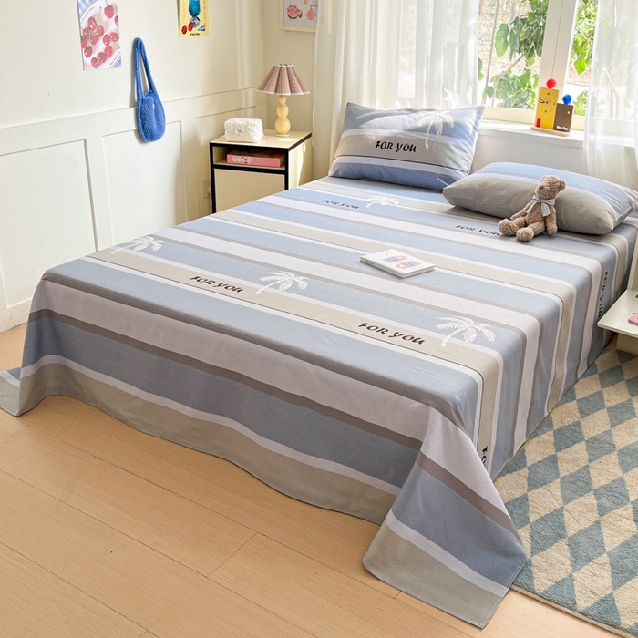 91家纺网 家纺一手货源 找家纺 莱通2025新款原棉老粗布床单 洛曼迪