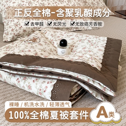 帕拉美拉 2025新款全棉法式风玉米夏被春秋被玉米被三件套四件套 清茶小熊（米）