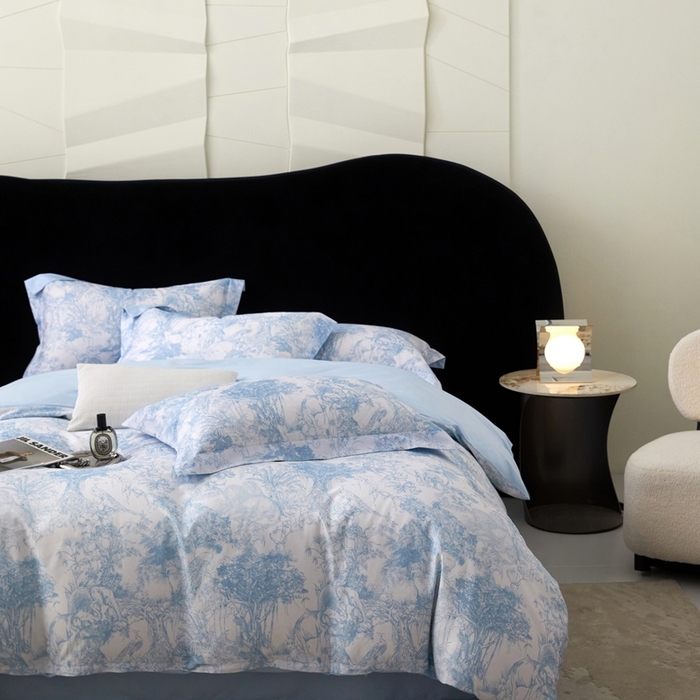 91家纺网 家纺一手货源 找家纺 2025春夏新款【奥斯汀】红金裸盖™棉全棉纯棉红金裸盖棉四件套 （标准号全网控价（折后券后）不低于199元） 奥斯汀-蓝