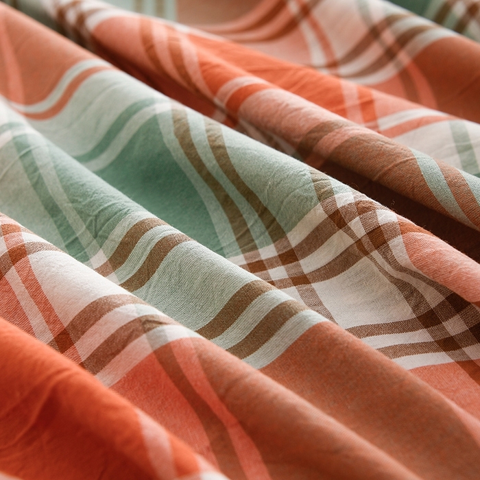 91家纺网 家纺一手货源 找家纺 润淳家居 2025新款A类全棉水洗棉四件套三件套 华沙格 桔