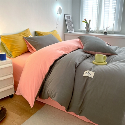 91家纺网 家纺一手货源 找家纺 （总）798家纺 2025新款全棉13070纯色双拼系列单被套场景二
