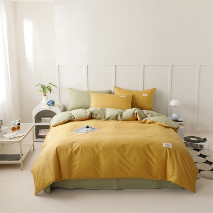 91家纺网 家纺一手货源 找家纺 （总）798家纺 2025新款全棉13070纯色双拼系列四件套场景一